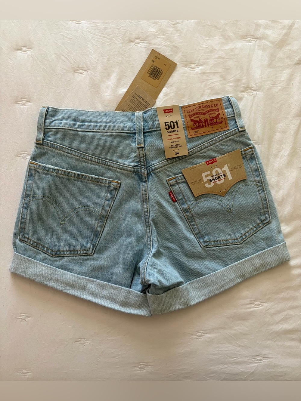 Brand New Juniors/Women Levi's 501 Light Blue Jeans Shorts